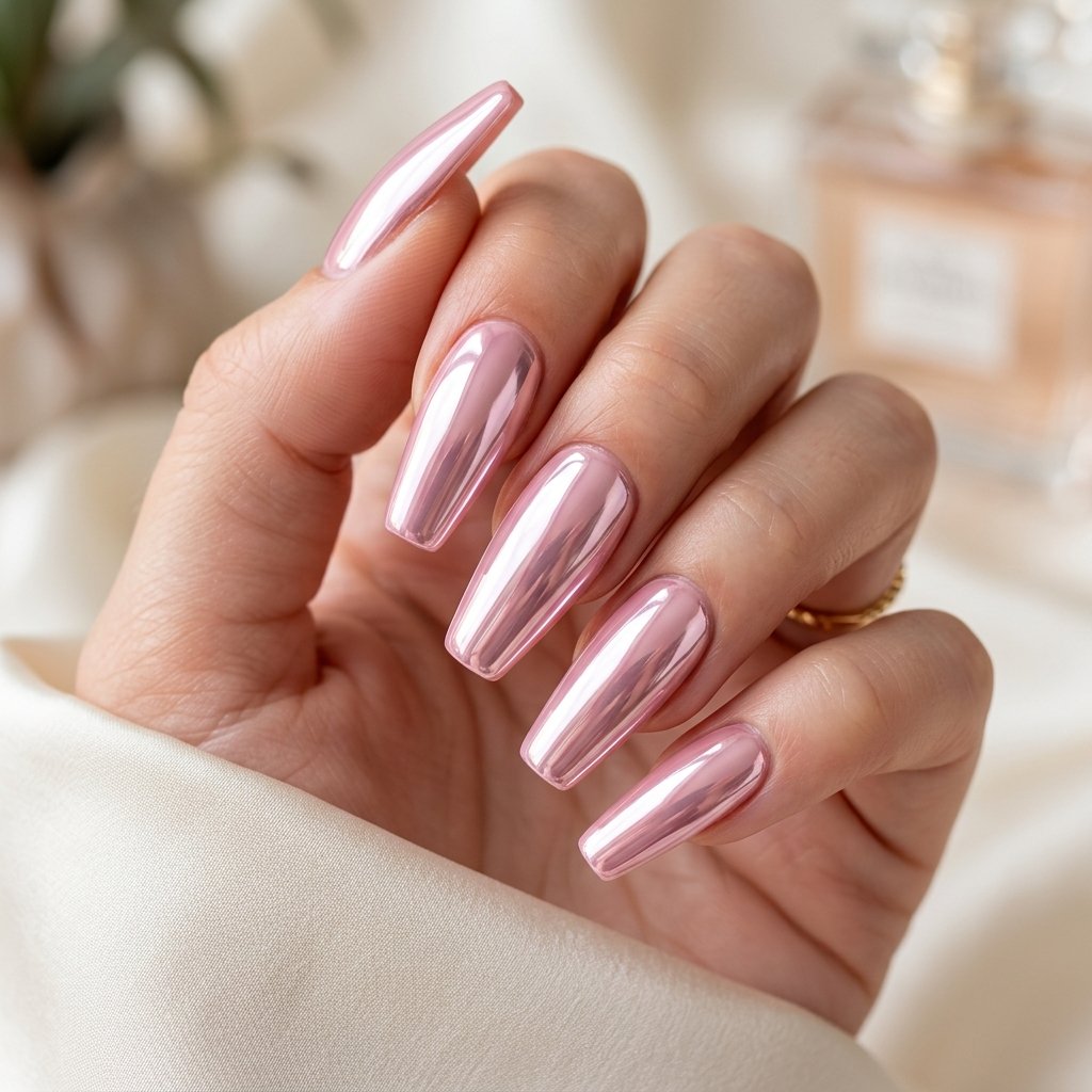 Pink Chrome Nails