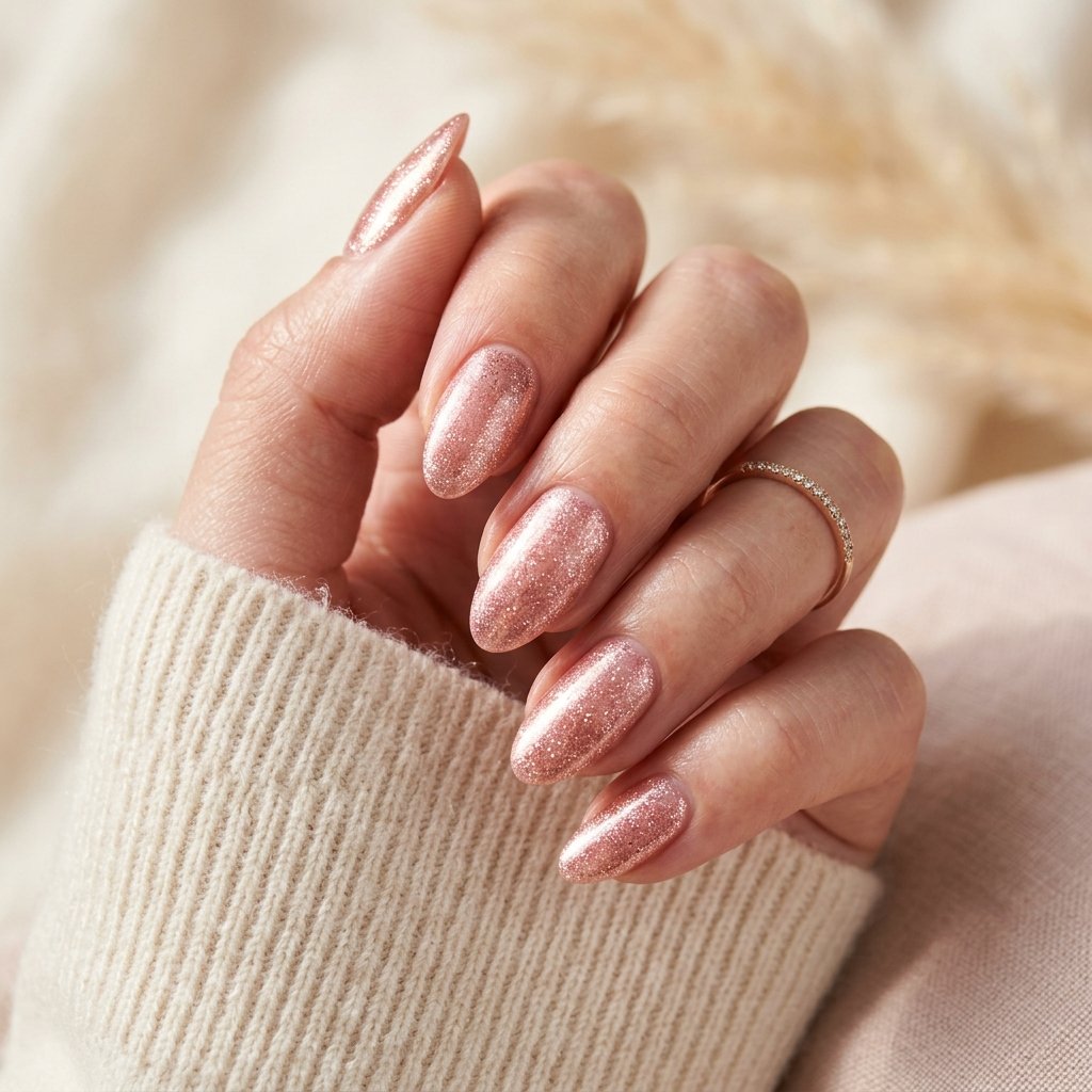 Rose Gold Shimmer Nails