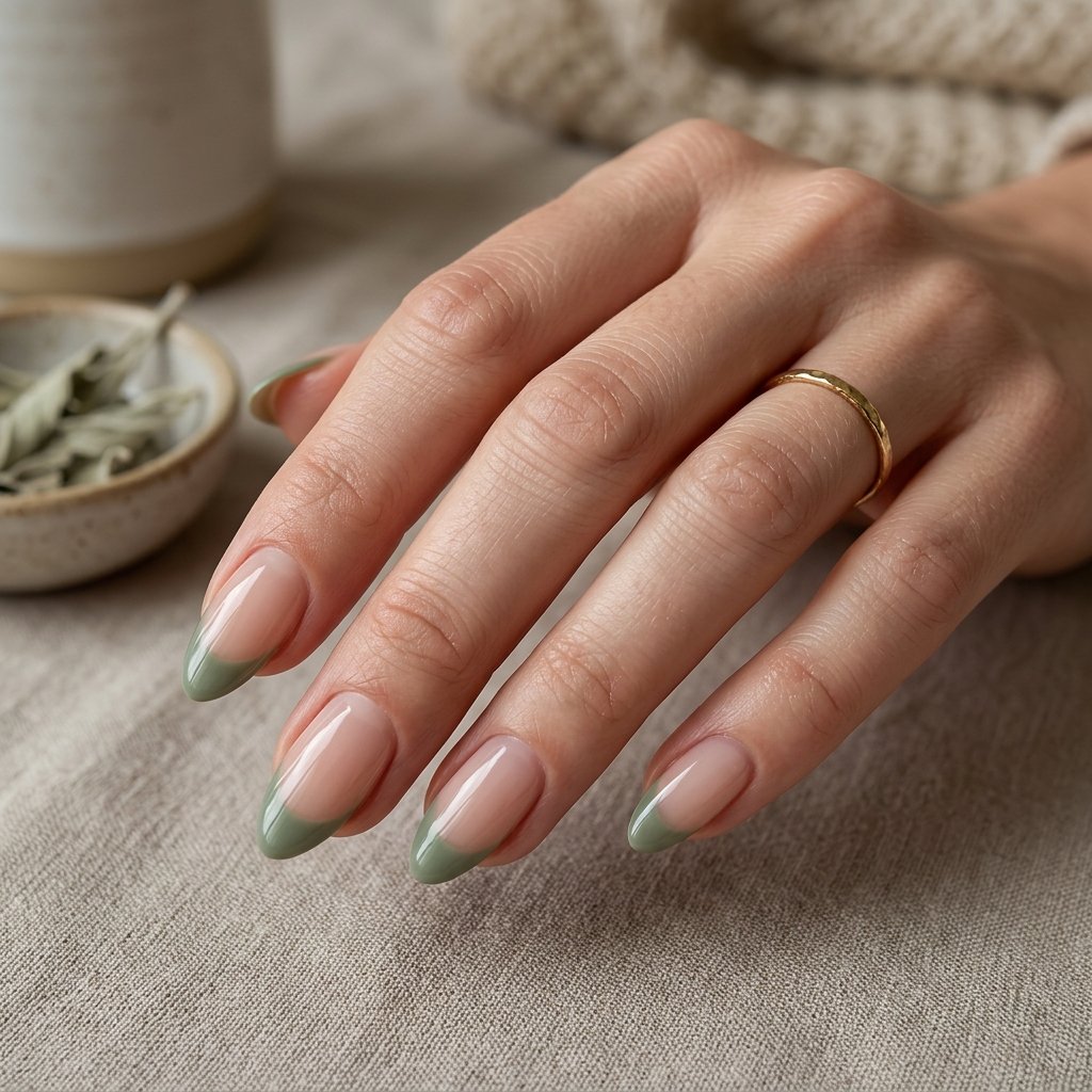 Sage Green French Tips