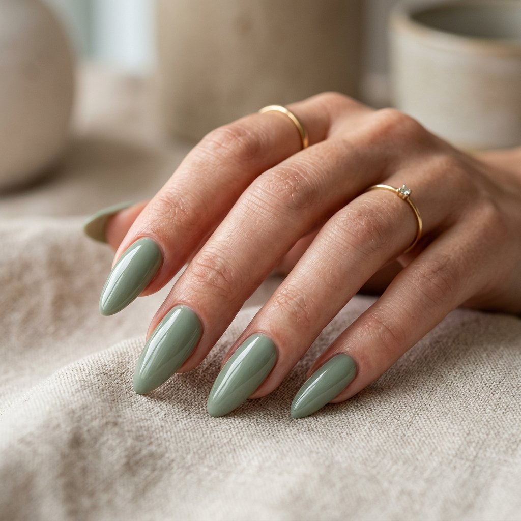 Sage Green Acrylic Nails