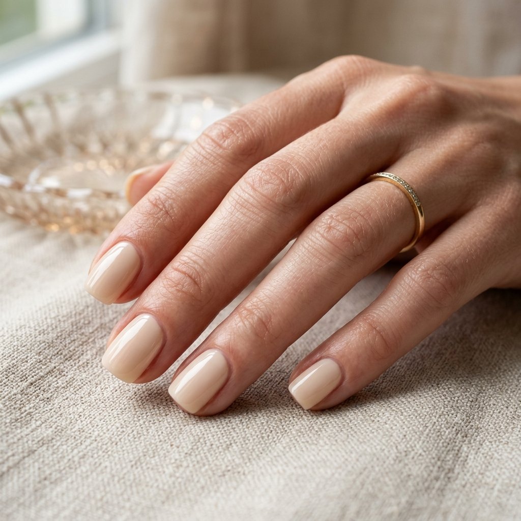 Pale Beige Gloss Nails
