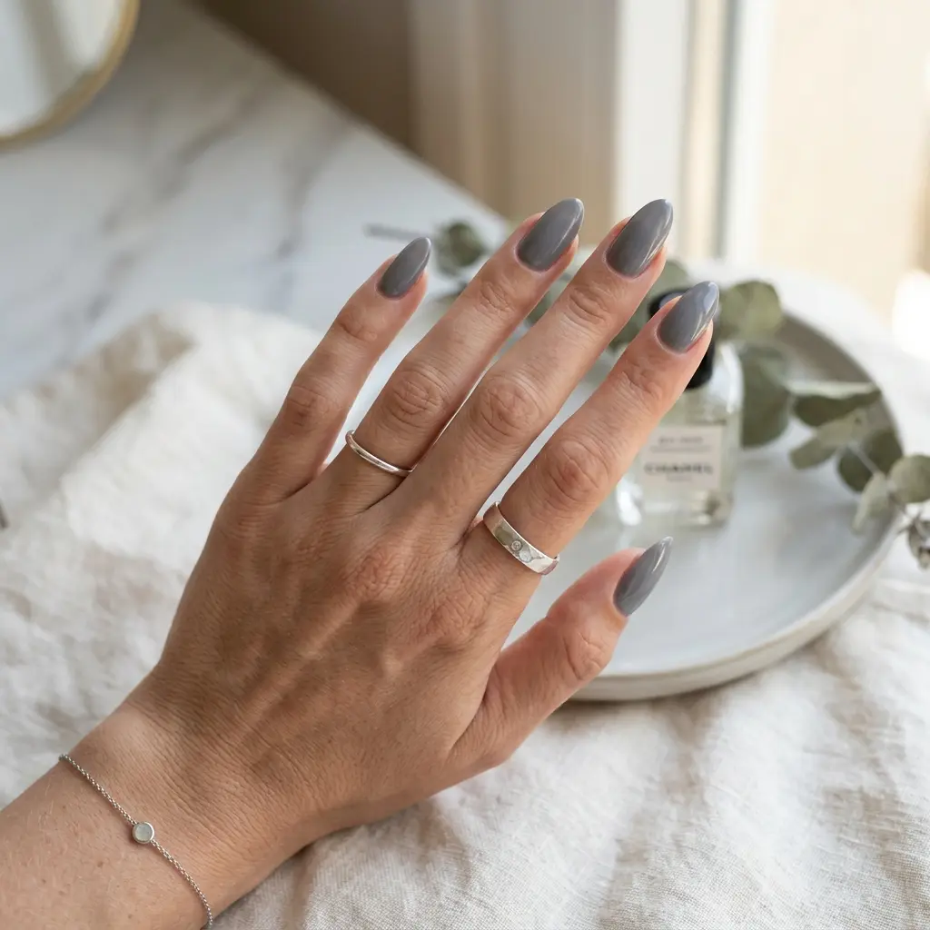 Smoky Gray Nails