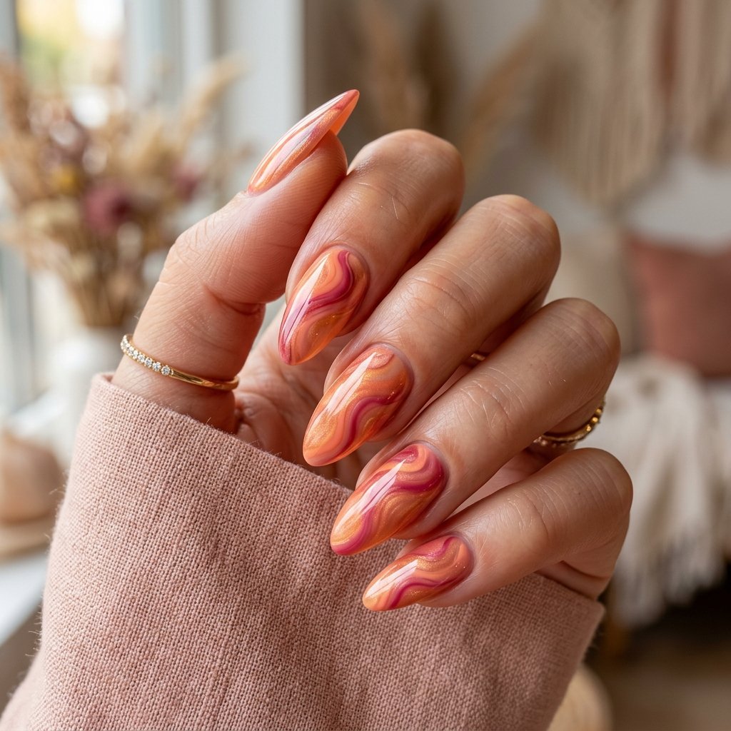 Sunset Swirl Nails