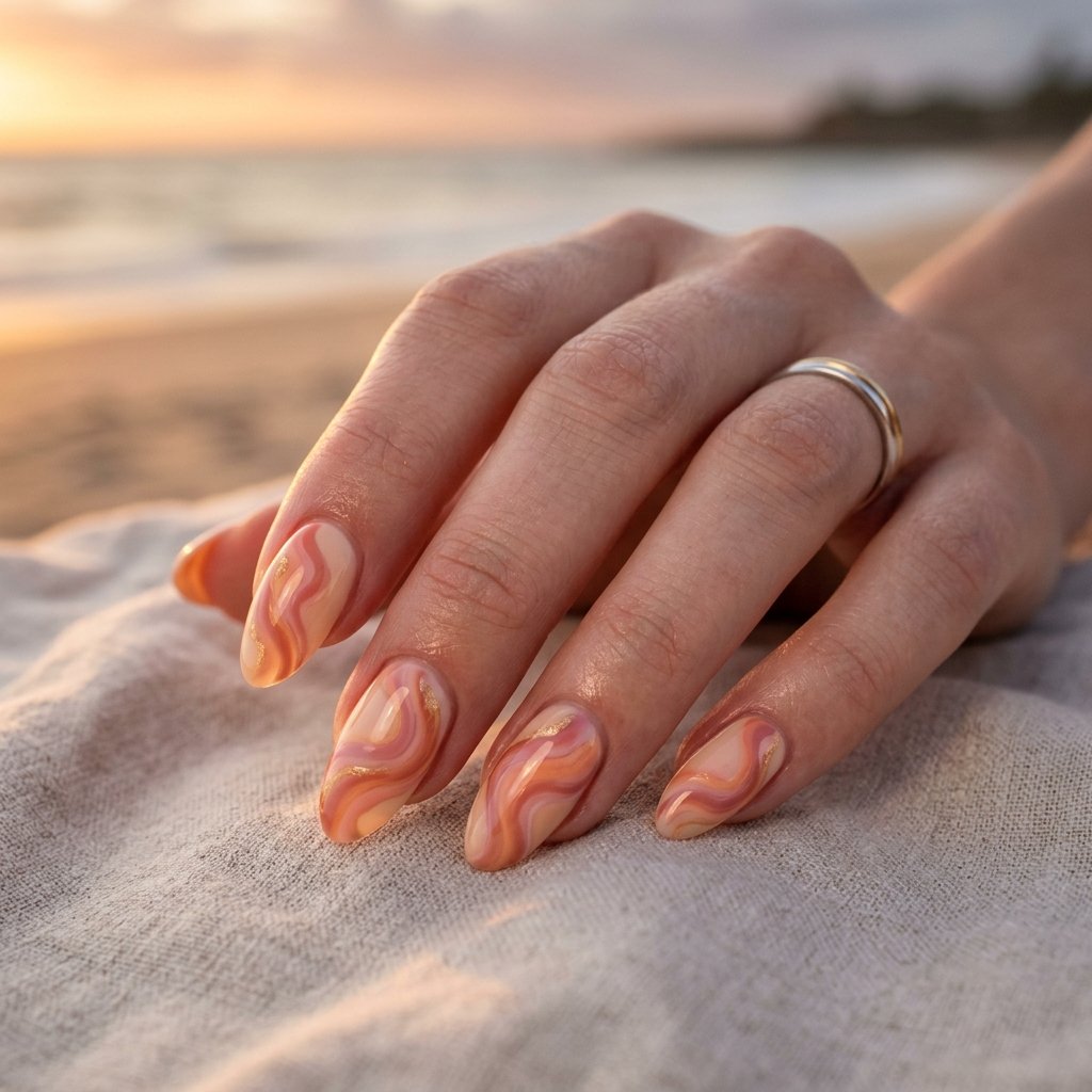 Sunset Swirl Nails