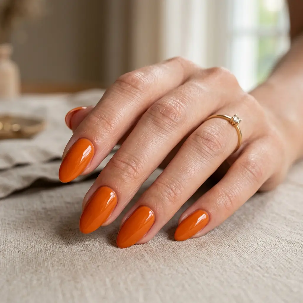 Glossy Tangerine Nails