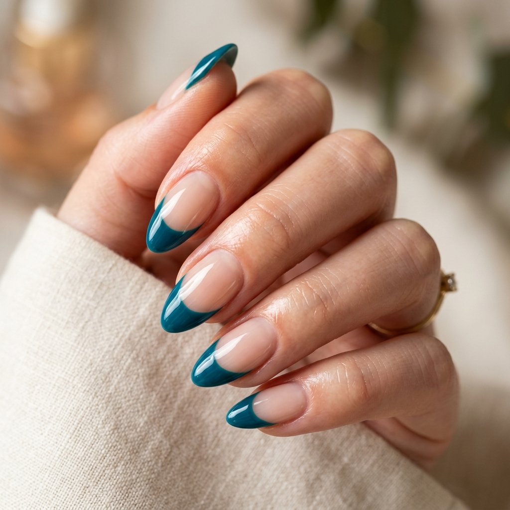 Teal French Tips