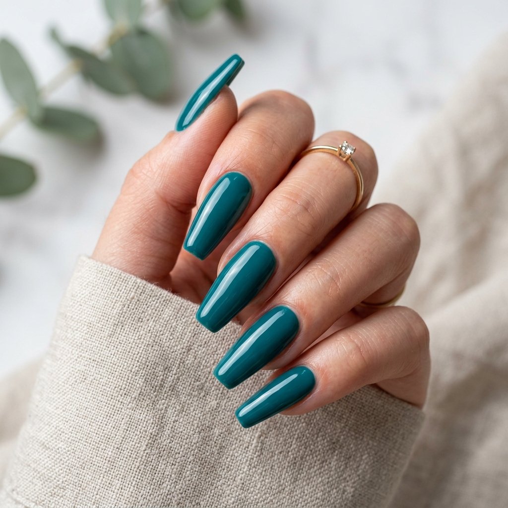 Teal Acrylic Nails