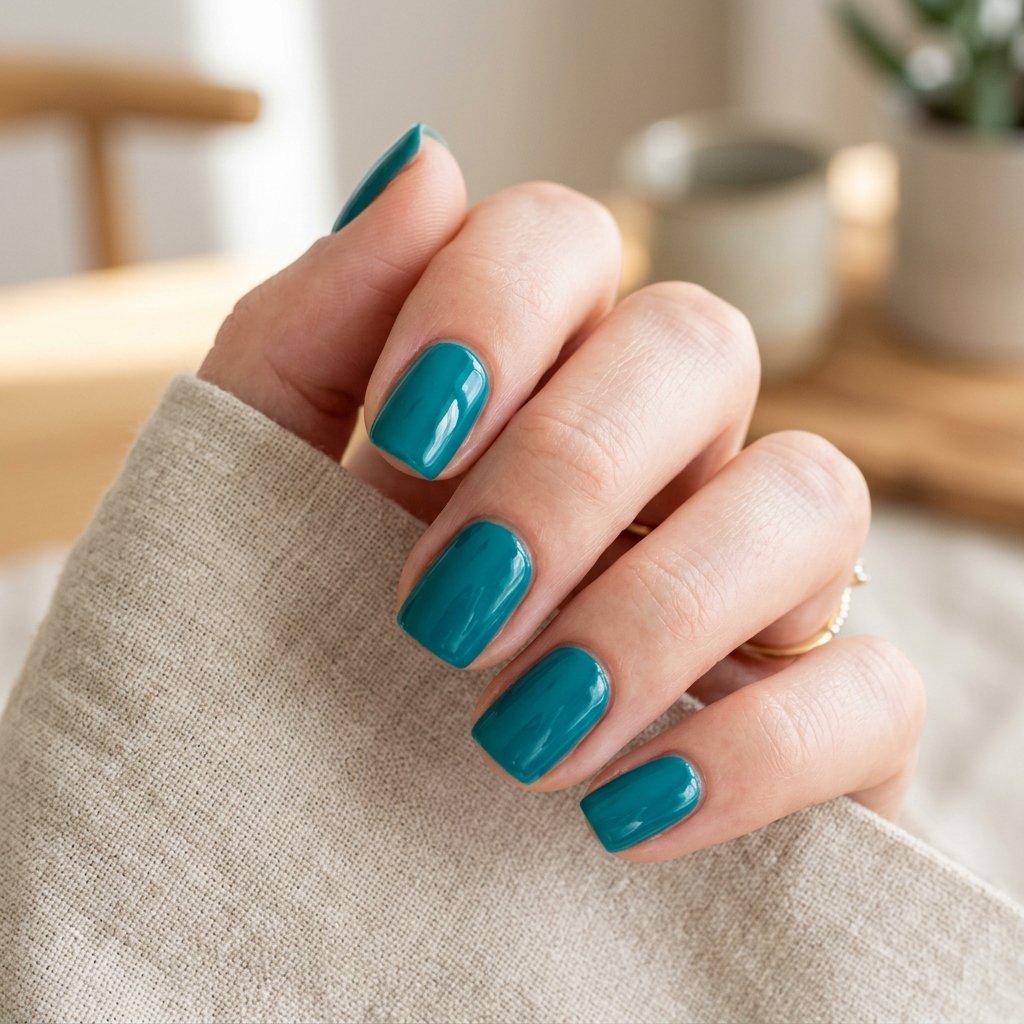 Teal Gloss Nails