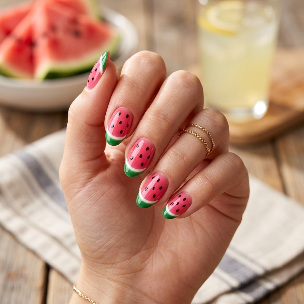 Watermelon Inspired Nails