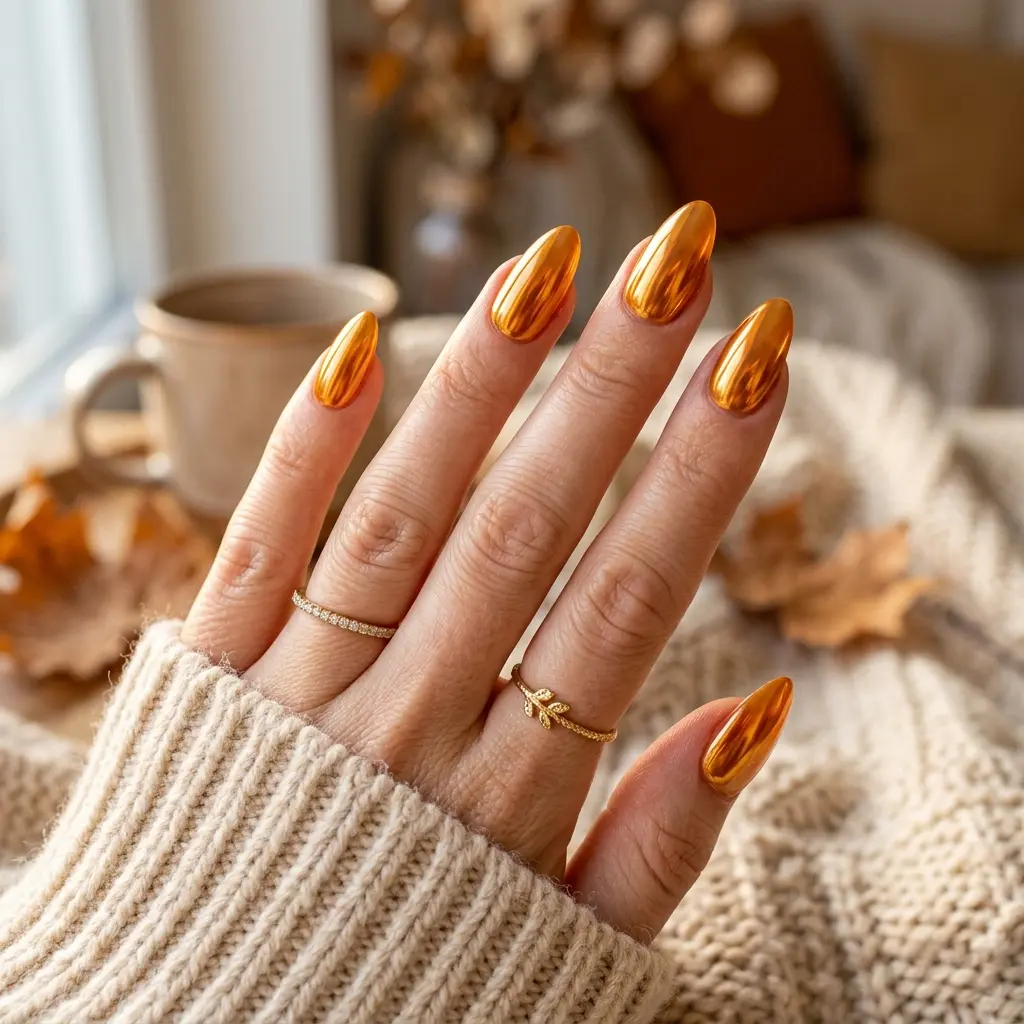 Amber Chrome Nails