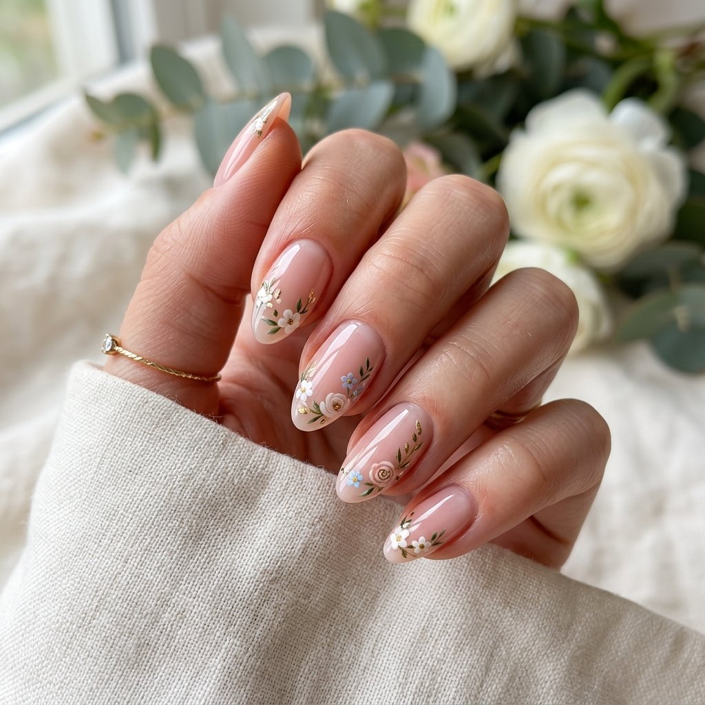 Floral Corner Nails