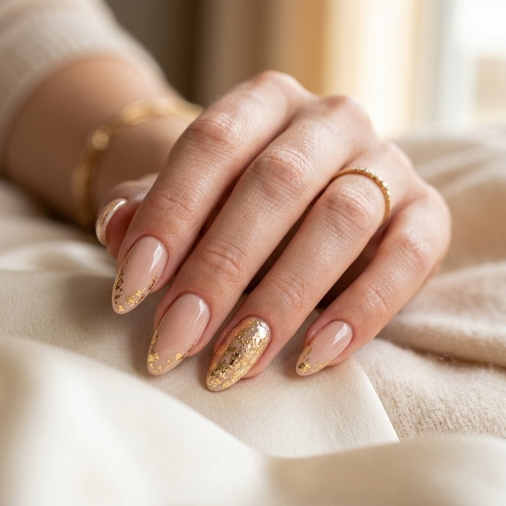 Gold Foil Accent Nails