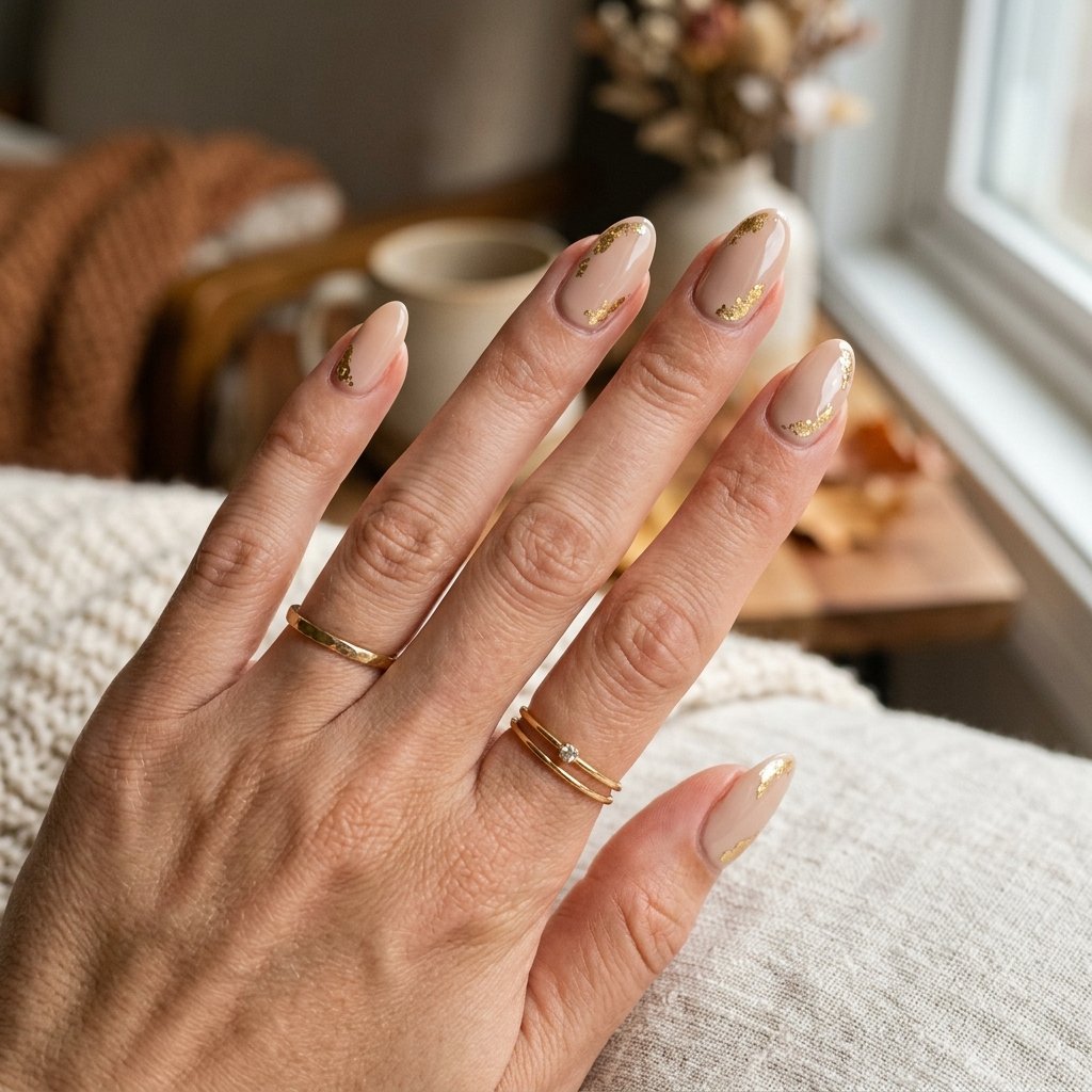 Gold Foil Accent Nails