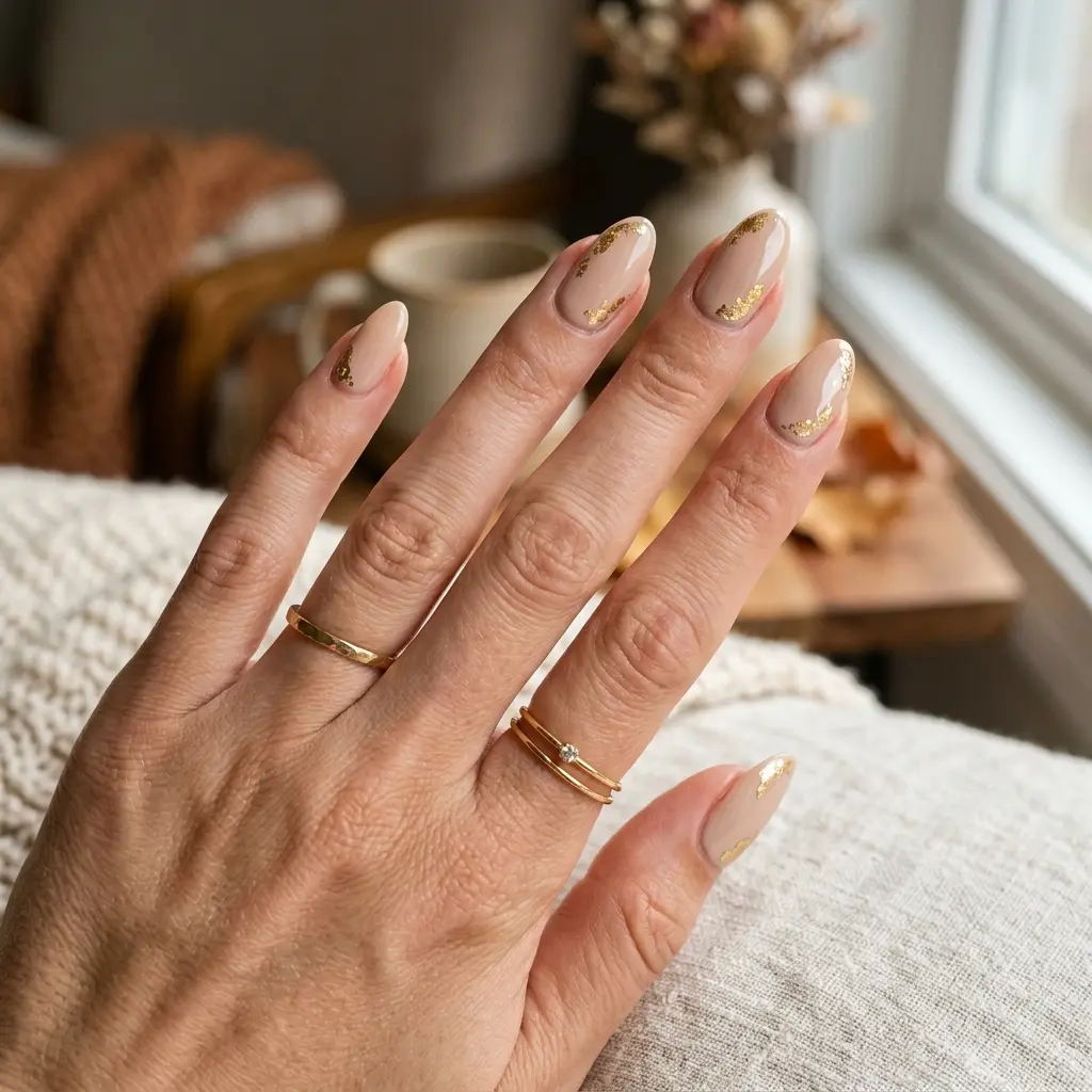 Gold Foil Accent Nails