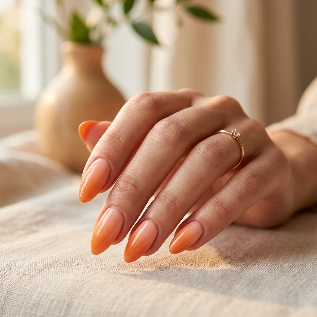 Peach Orange Gradient Nails