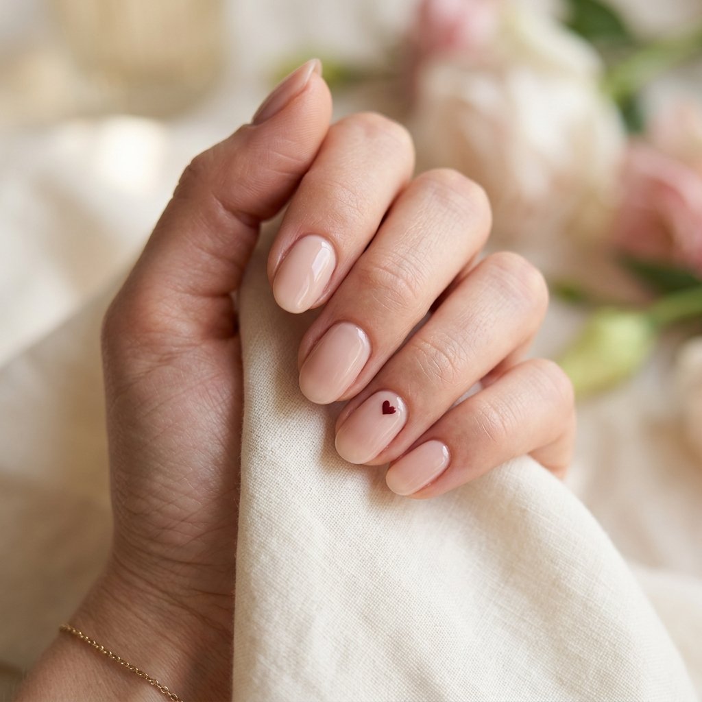 Minimal Heart Accent Nails