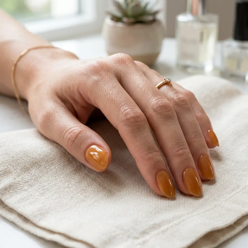 Glazed Honey Short Oval Nails