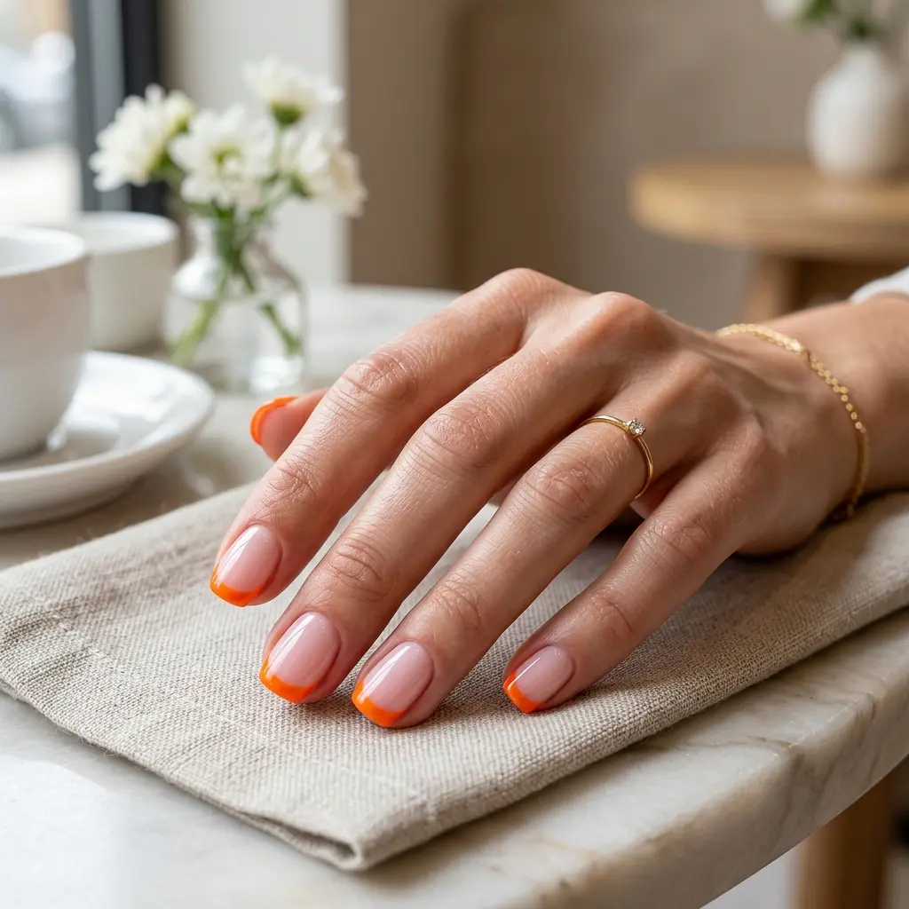 Orange French Tip Nails
