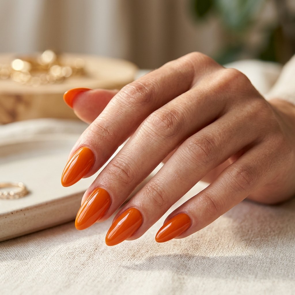 Orange Almond Nails