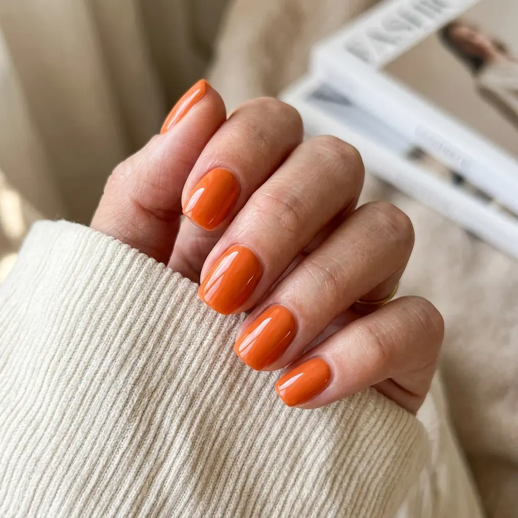 Classic Glossy Orange Nails