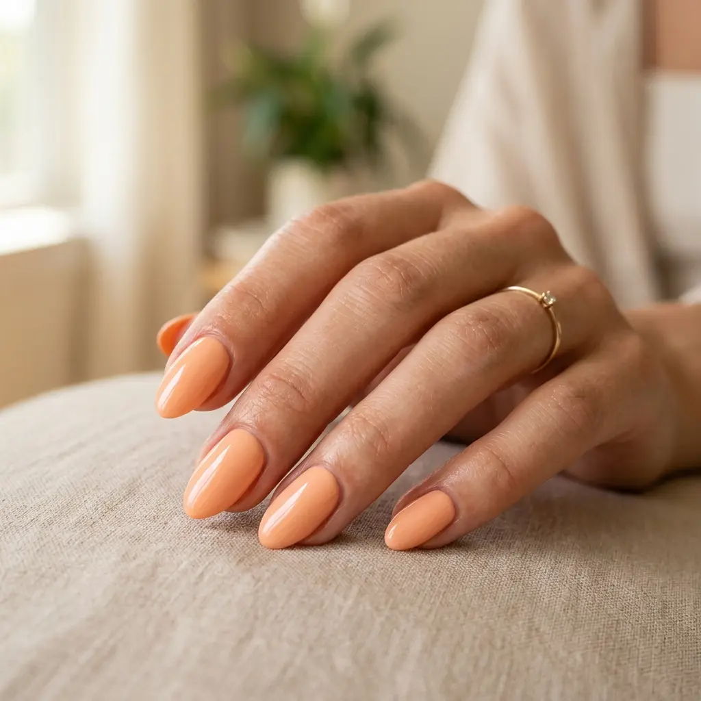 Soft Peach Orange Nails
