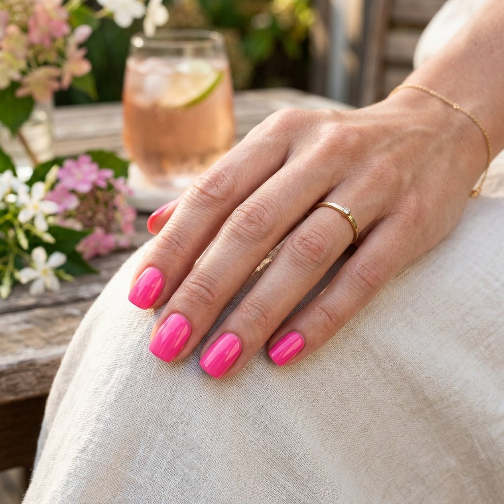 Bright Pink Short Nails