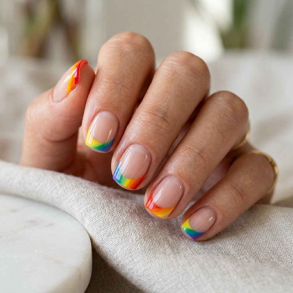 Rainbow Tip Nails