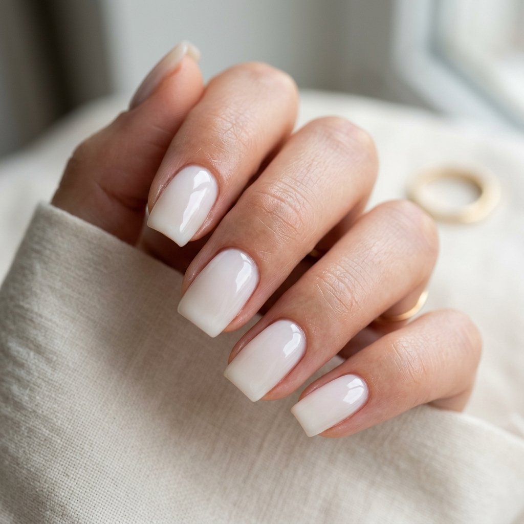 Milky White Gloss Nails