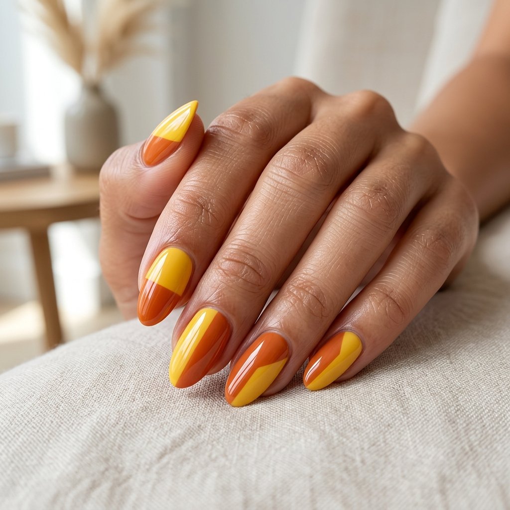 Glossy Color Block Nails