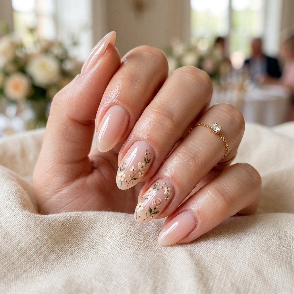 Delicate Floral Accent Nails