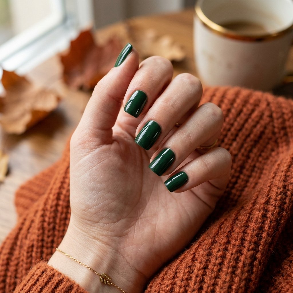 Forest Green Square Nails