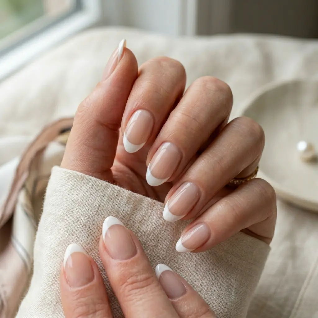 Classic French on Short Almond Nails