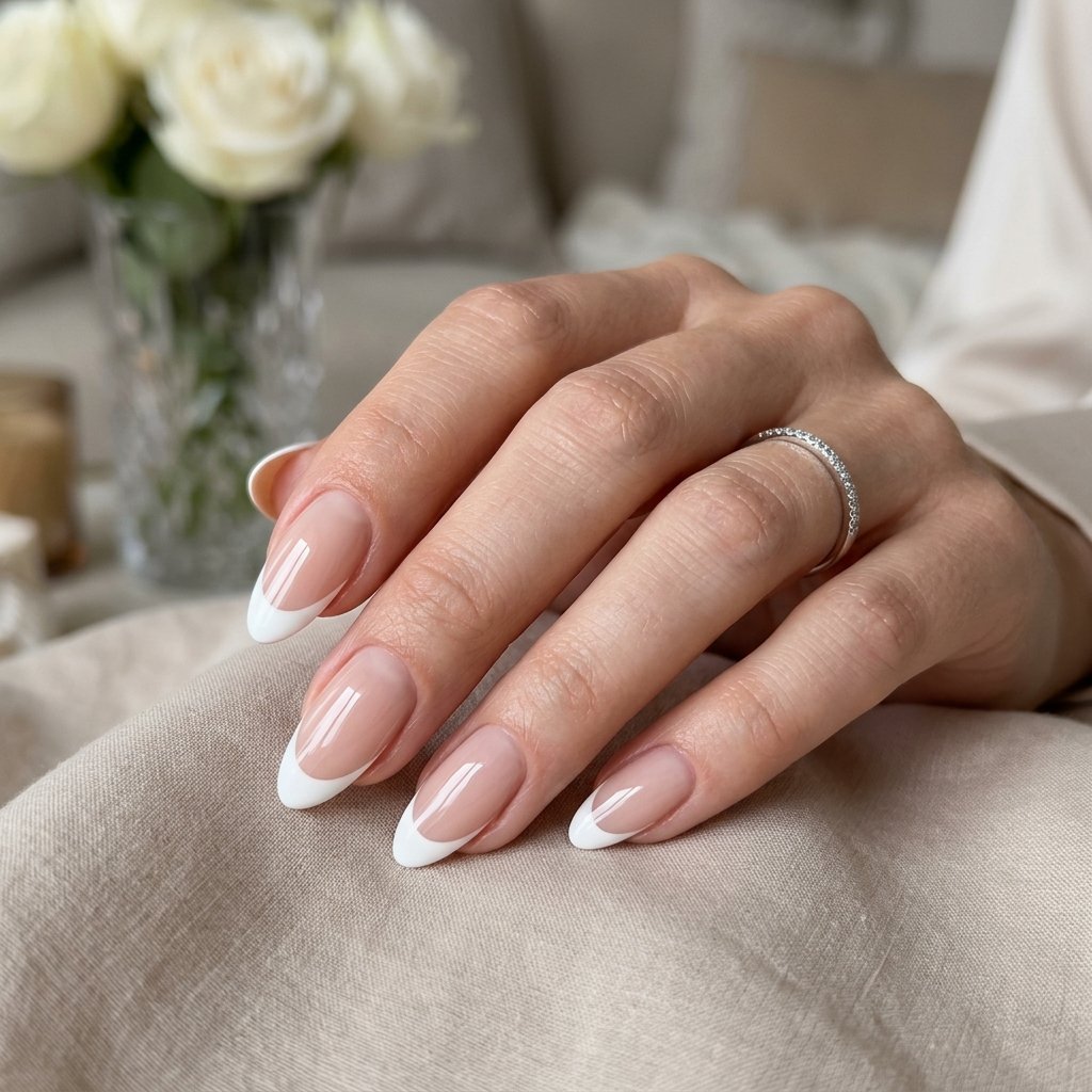 French Tips with a Glossy Finish