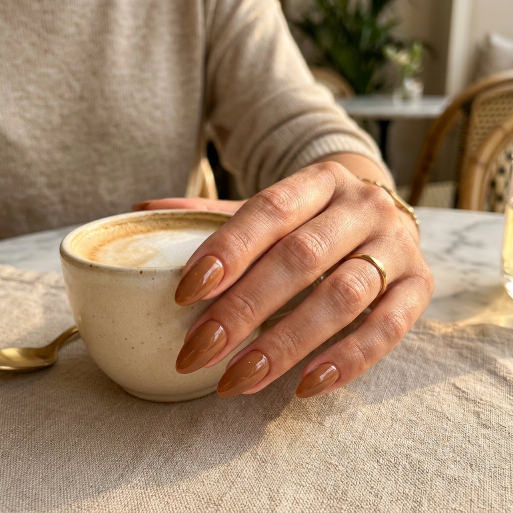 Glazed Latte Almond Nails