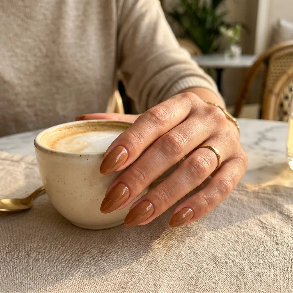 Glazed Latte Almond Nails