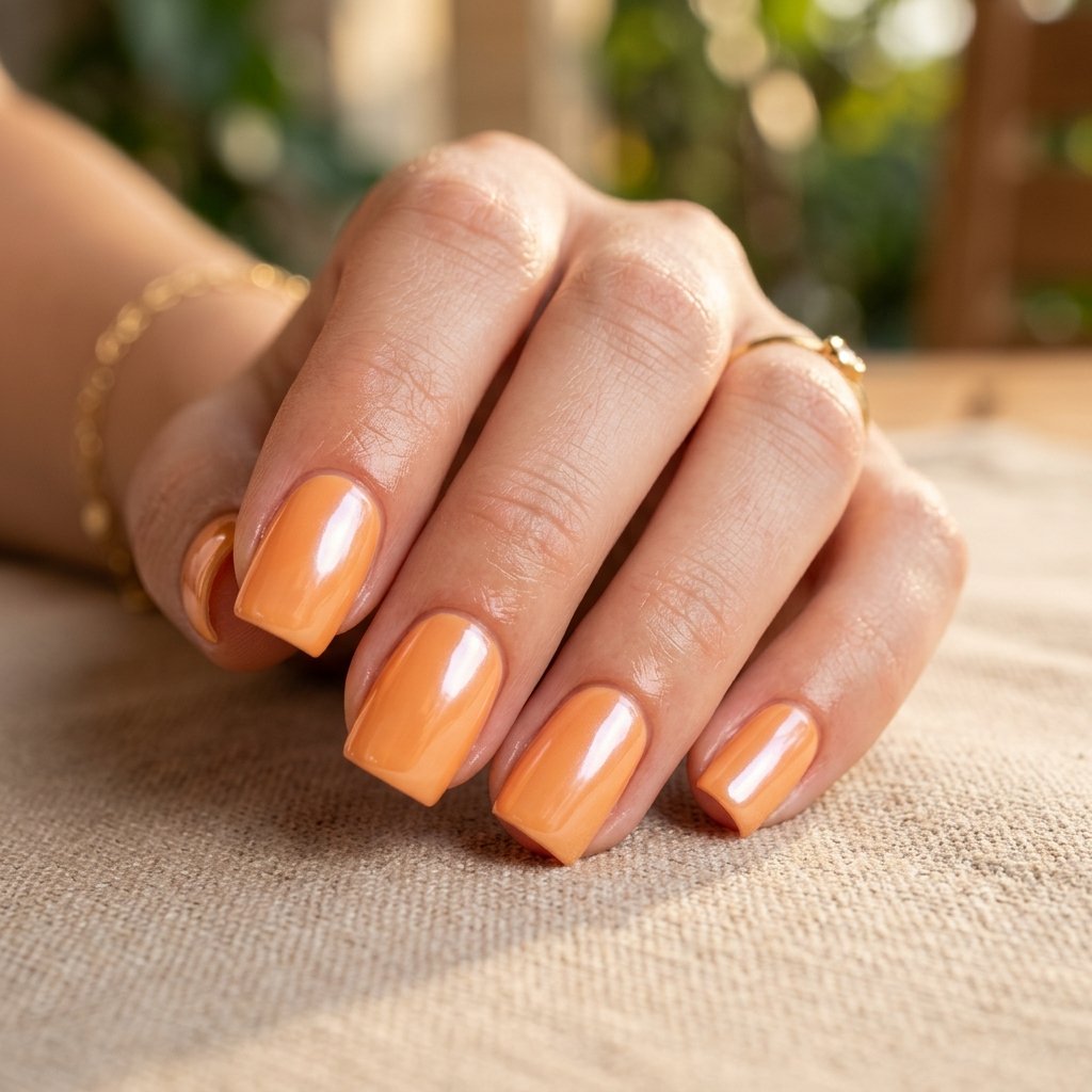 Glazed Apricot Short Square Nails