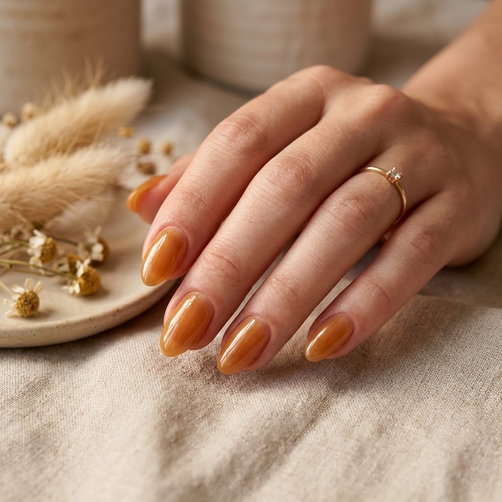 Glazed Honey Short Almond Nails