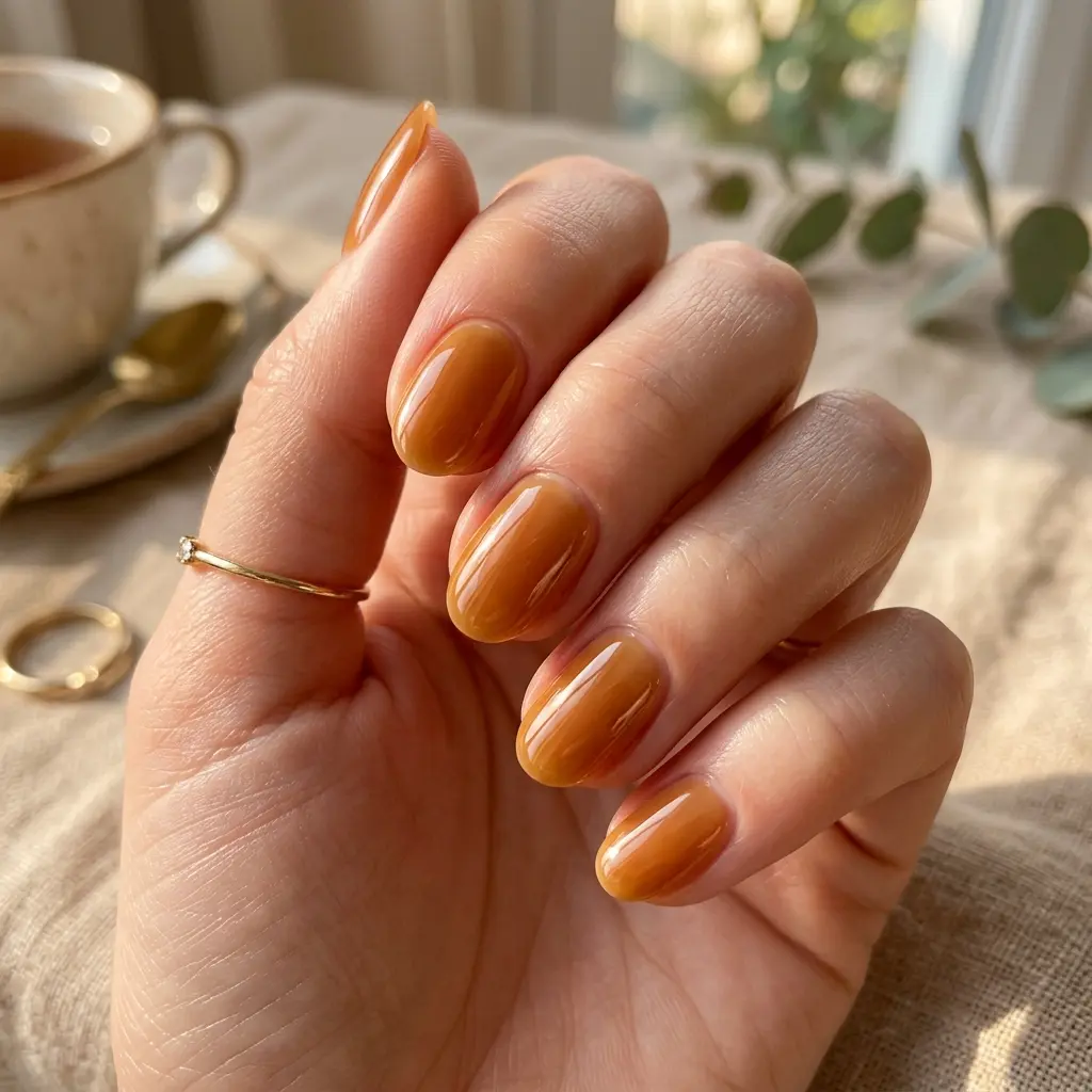 Glazed Honey Short Oval Nails