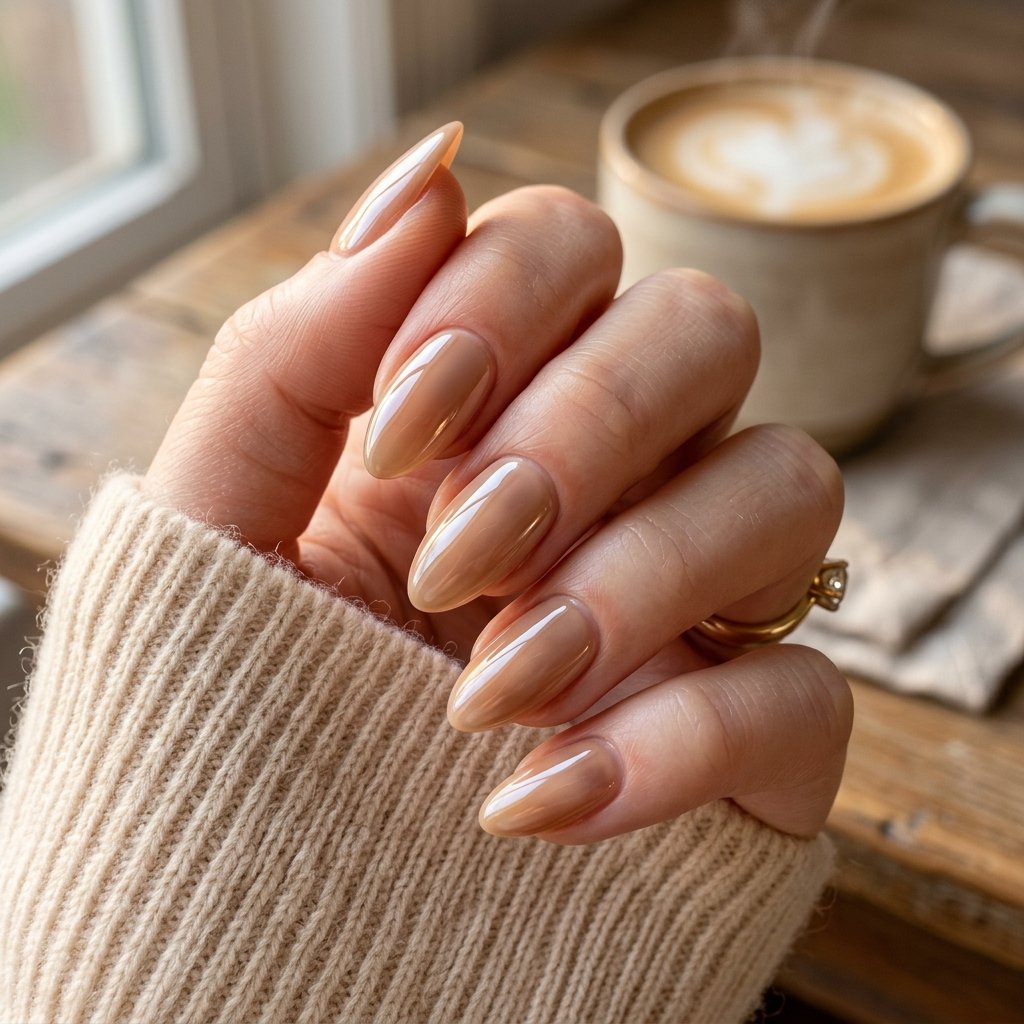Glazed Latte Almond Nails