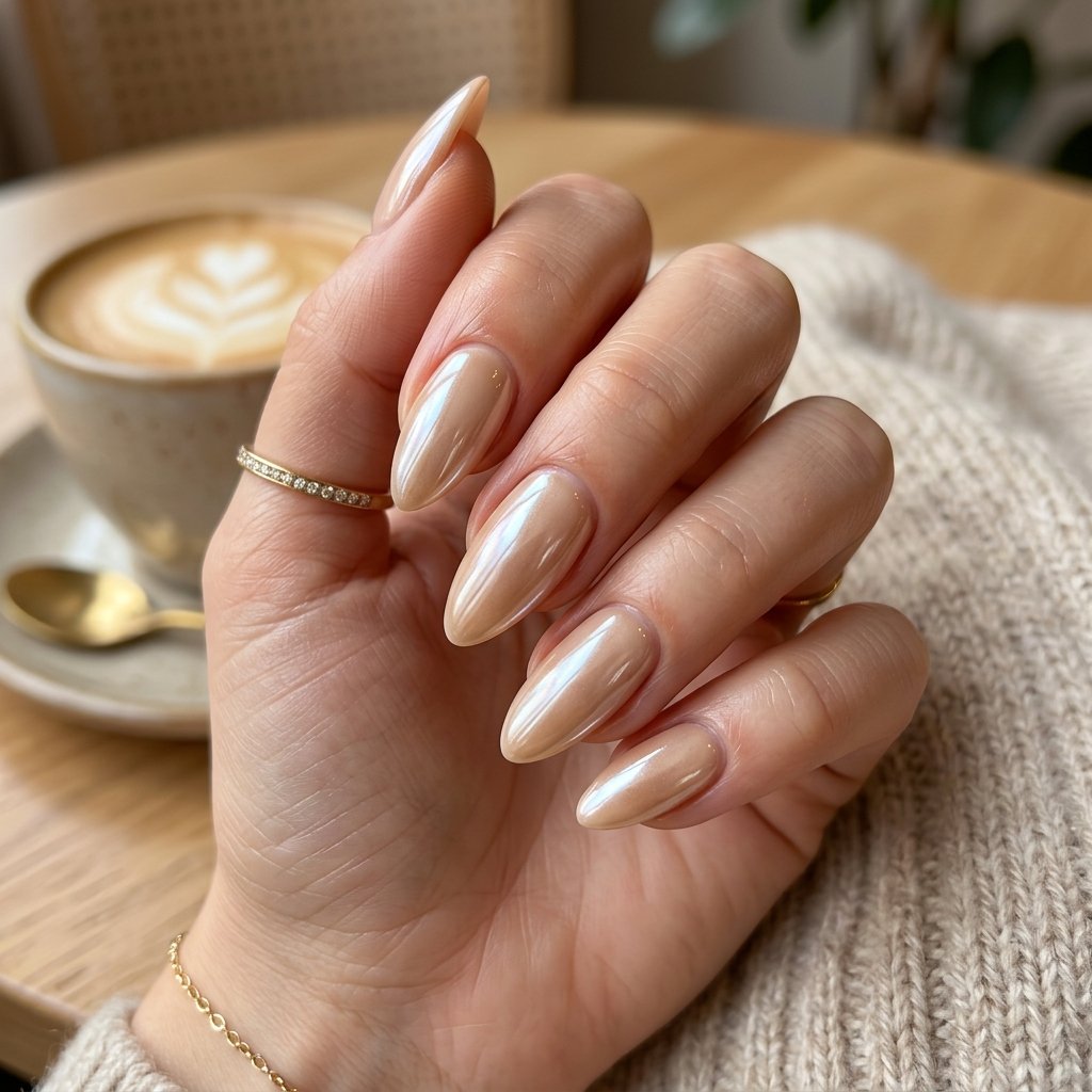 Glazed Latte Almond Nails