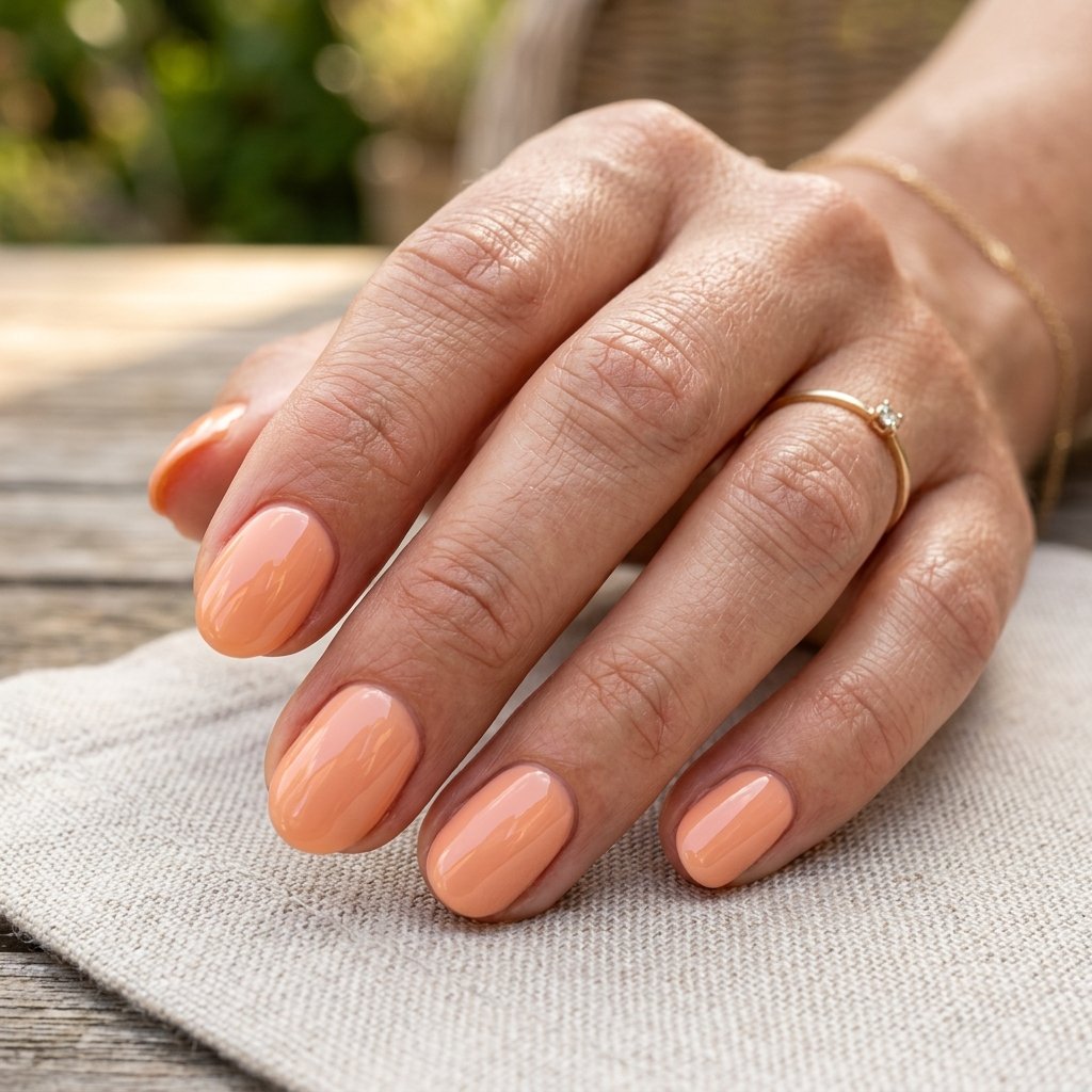 Glazed Peach Short Oval Nails