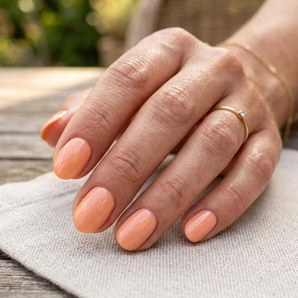 Glazed Peach Short Oval Nails