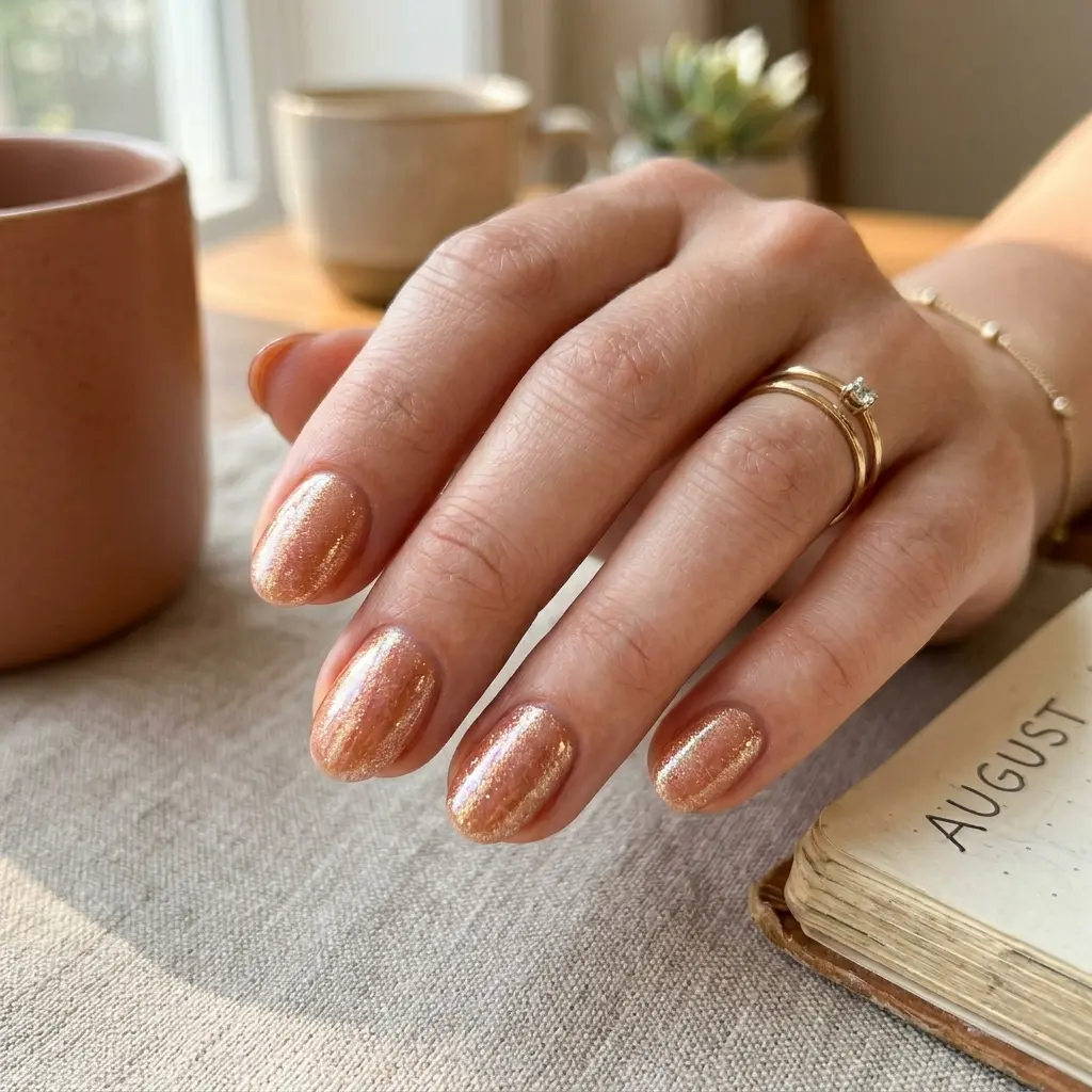 19 August Teacher Nails That Look Professional, Polished, and Chic 12 Glazed Terracotta Short Oval Nails