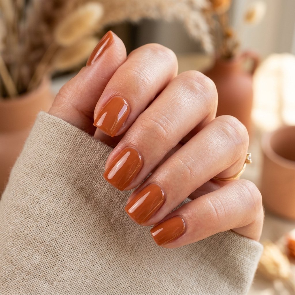 Glazed Terracotta Short Square Nails
