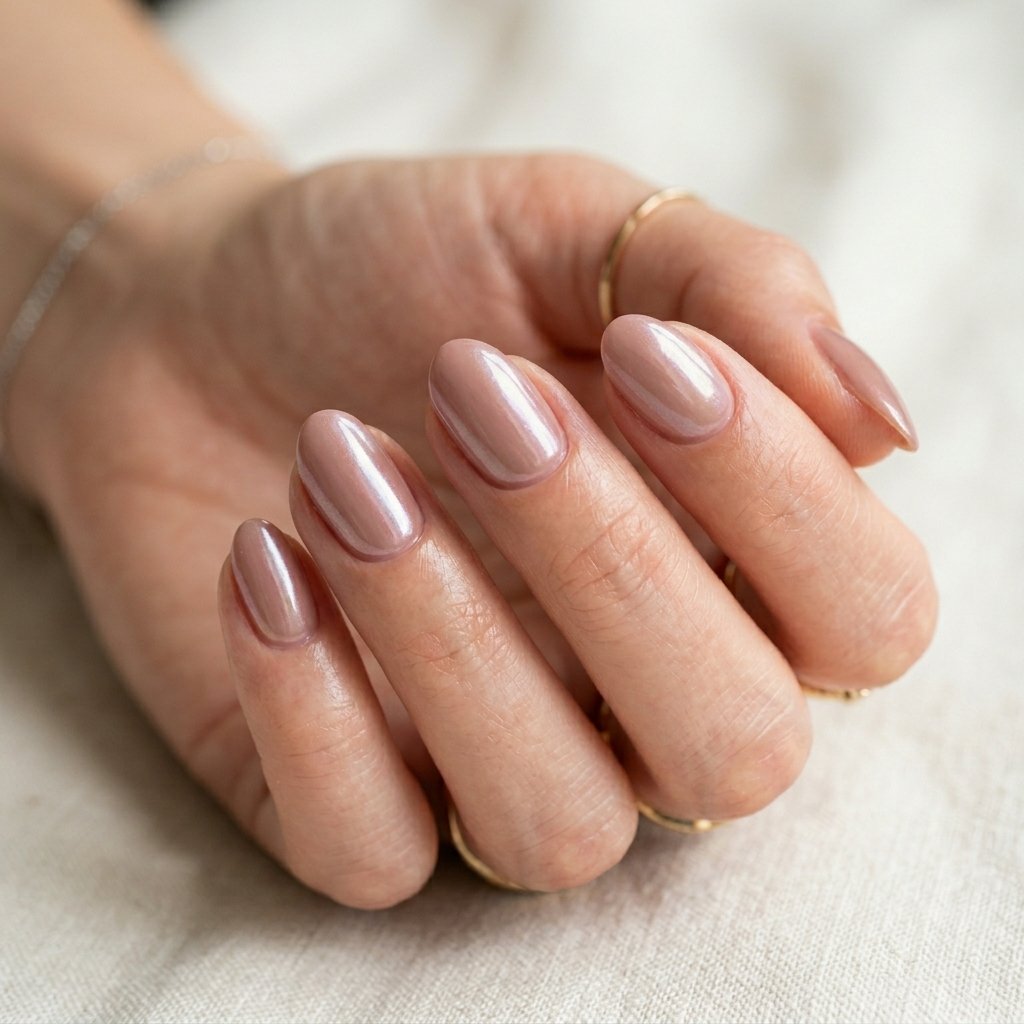 Glazed Warm Mauve Short Almond Nails