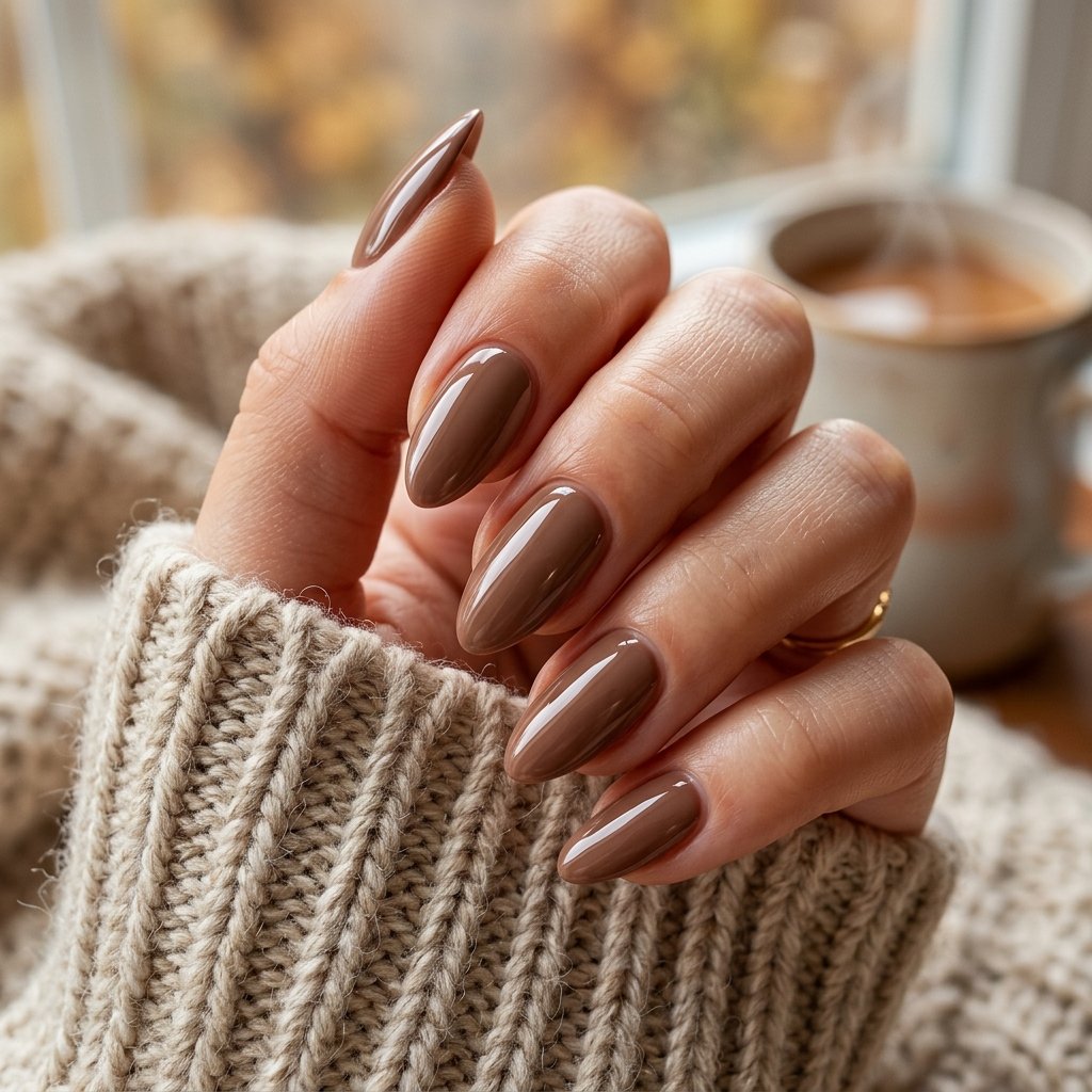 Glossy Mocha Nails