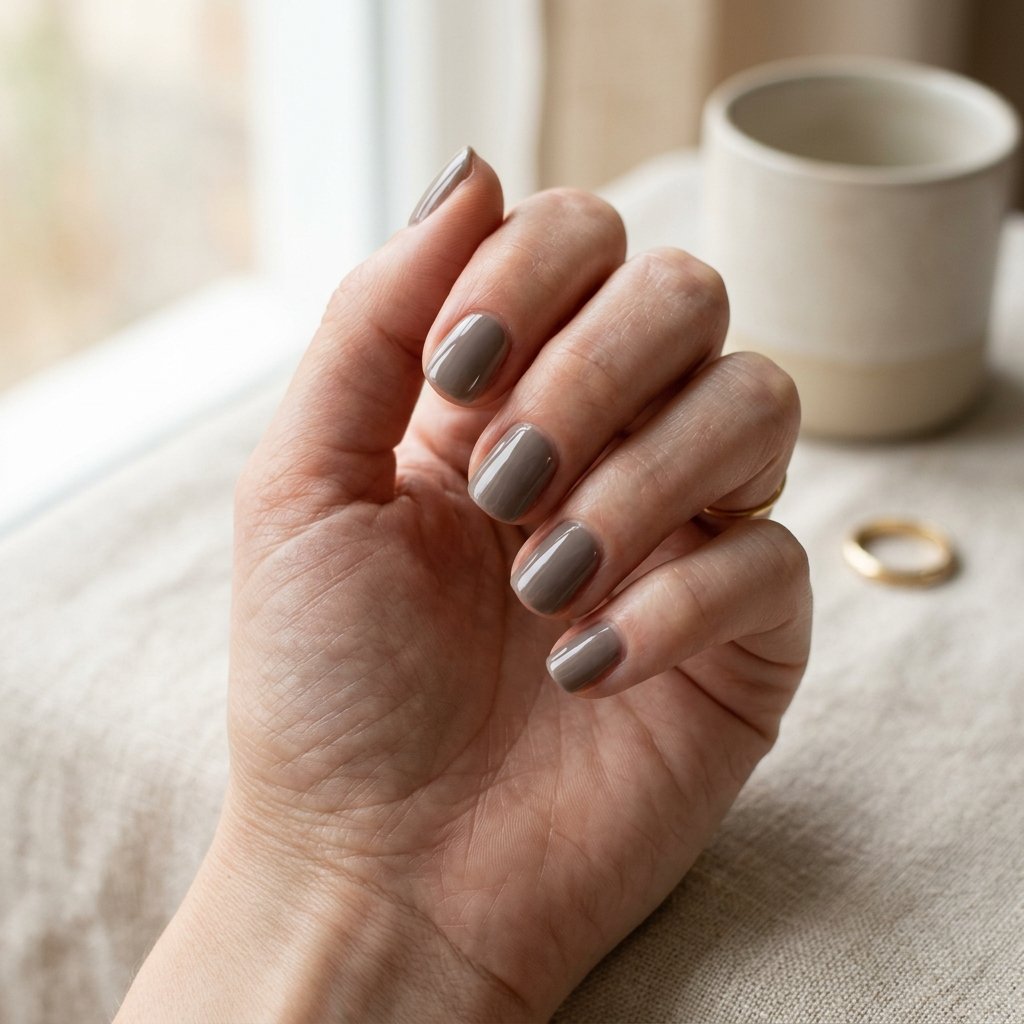Glossy Taupe Nails