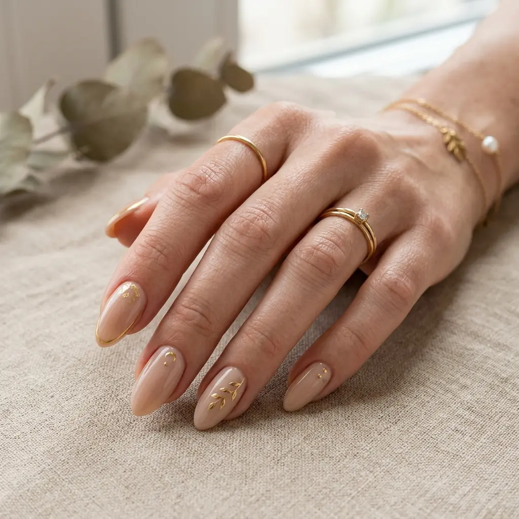 Gold Accent Nails