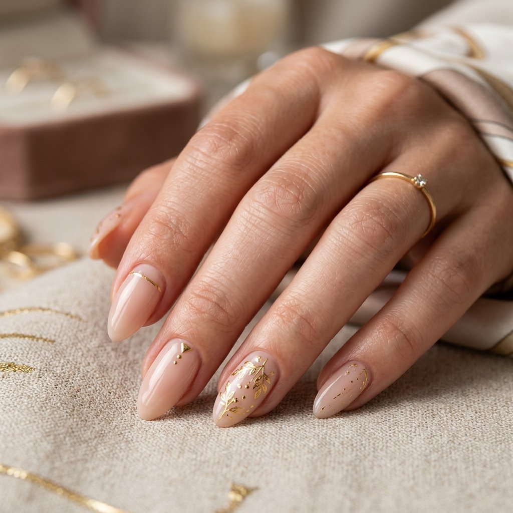 Gold Accent Nails