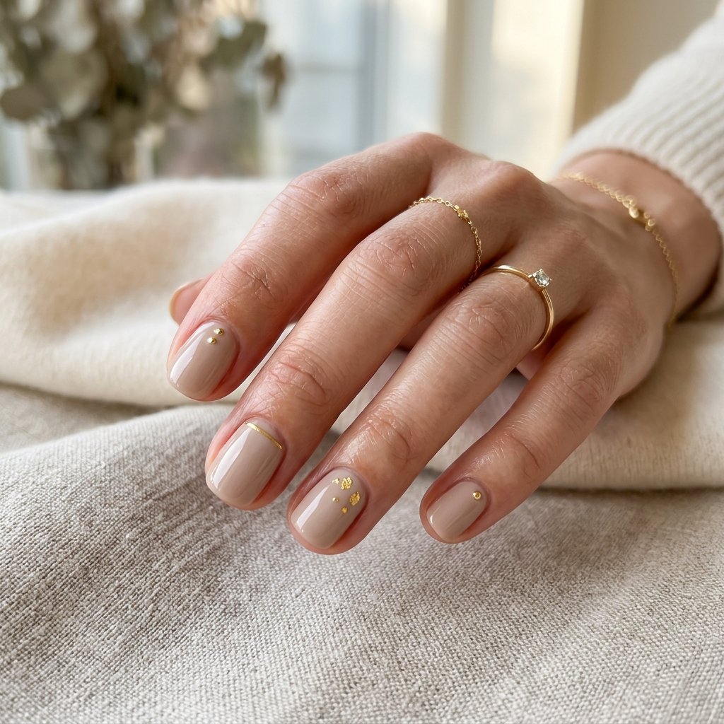 Tiny Gold Accent Nails